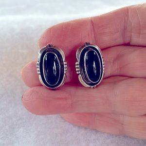 Leonard Nez Onyx & Sterling Earrings